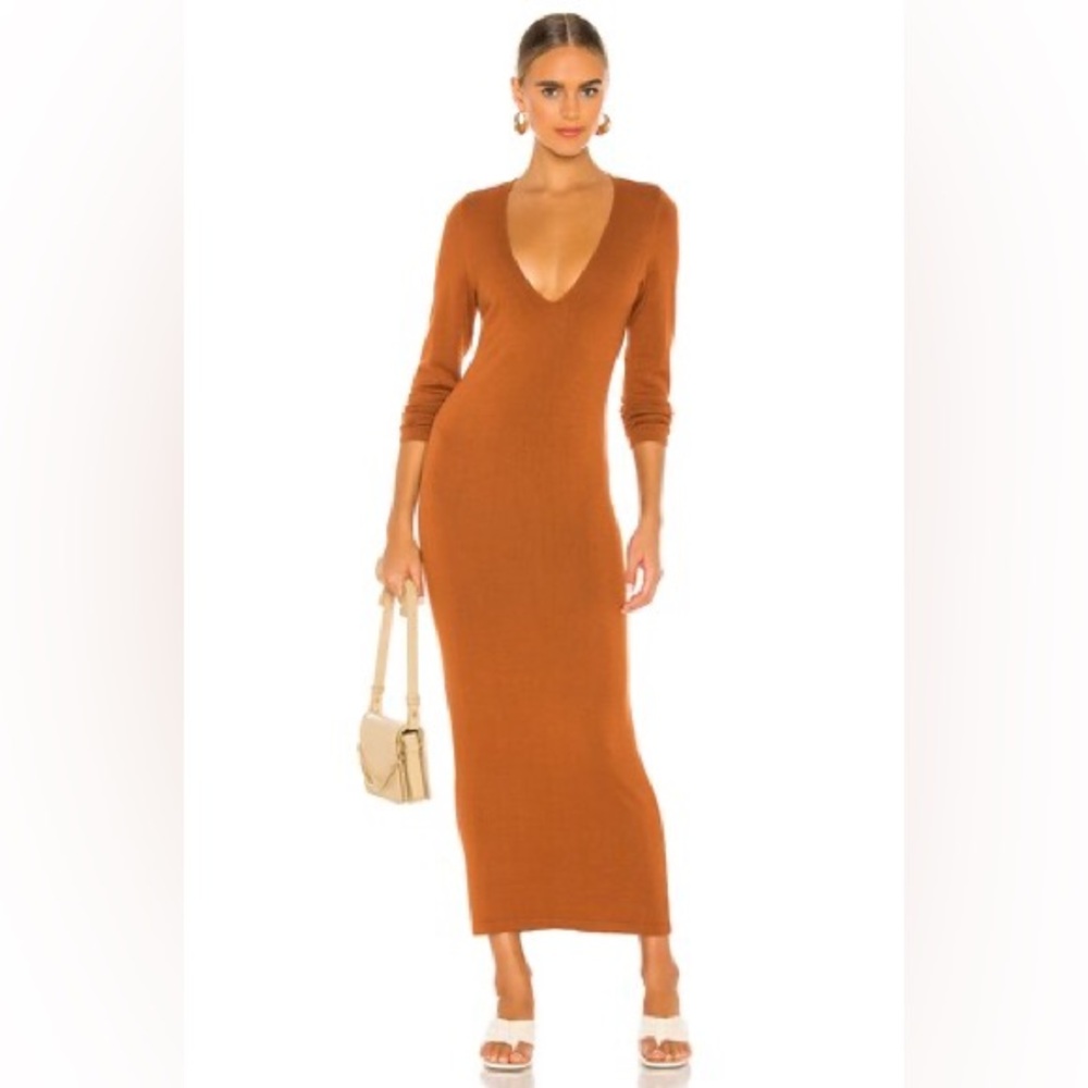 L'Academie Terracotta Long Sleeve Dress